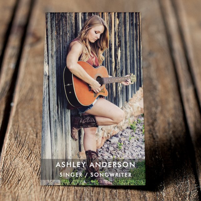 Sängermusiker Moderner Schwarz Visitenkarte (Customize to change background color of back of card, text size or text style.)