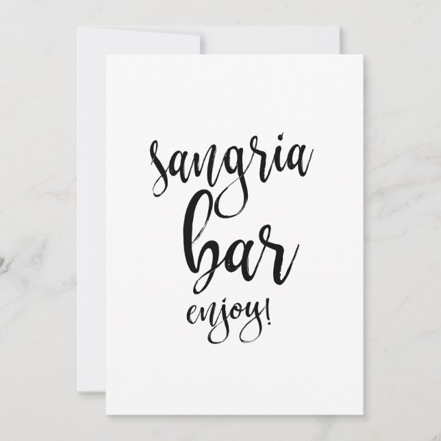 Sangria Bar Affordable Calligraphy Wedding Sign (Vorderseite)
