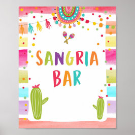 Sangria Bar Drinks Cactus Fiesta Party Tafelzeiche Poster