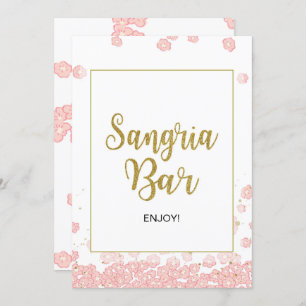 Sangria Bar  Rosa und Gold - Brautparty Einladung