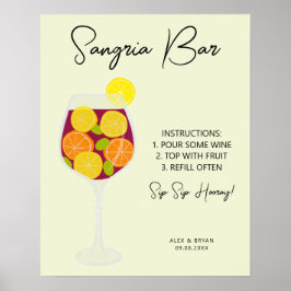 Sangria Bar Wedding, Brautparty oder Party Menü Poster