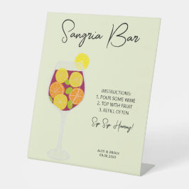 Sangria Bar Wedding, Brautparty oder Party Menü Sockelschild