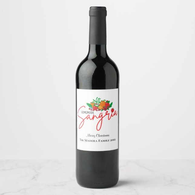 Sangria hausgemachte Frucht Personalisiert Flasche Weinetikett (Vorderseite)