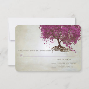 Sangria-Herz-Blatt-Baum-Hochzeits-Einladungen RSVP Karte