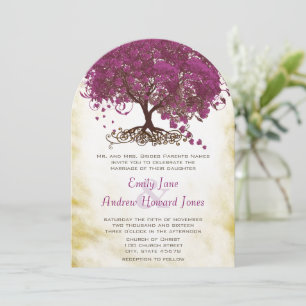 Sangria Herzblatt-Baum Hochzeitseinladungen Einladung