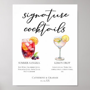 Sangria Lemon Drop Signature Cocktails Menü Poster
