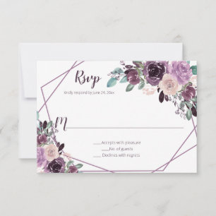 Sangria Lila Floral Geometrisch   RSVP Karte