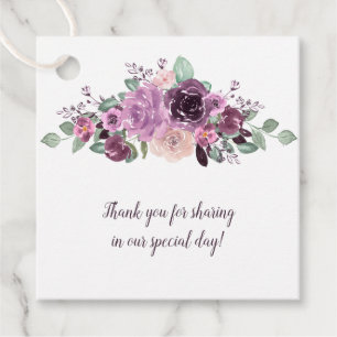 Sangria Lila Malven Blumen Quadratische Hochzeit Geschenkanhänger