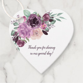 Sangria Lila Mauve Floral Heart Wedding | Geschenkanhänger