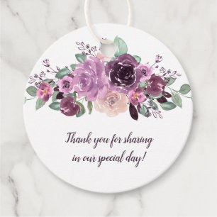 Sangria Lila Mauve Floral Round Wedding   Geschenkanhänger