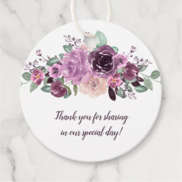 Sangria Lila Mauve Floral Round Wedding | Geschenkanhänger