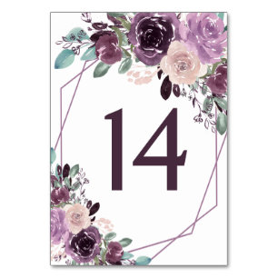 Sangria Lila Mauve Geometric Floral Wedding   Tischnummer