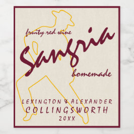 Sangria mit Flamenco Tänzer hausgemacht Weinetikett