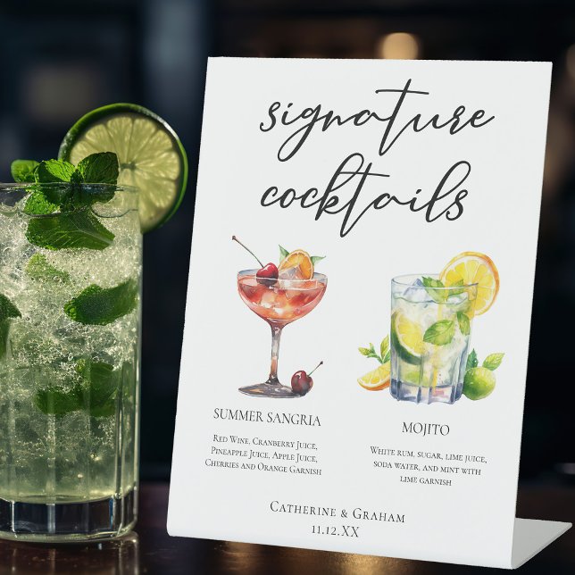 Sangria Mojito Signature Cocktails Hochzeitmenü Sockelschild (Von Creator hochgeladen)