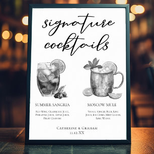Sangria Moscow Mule Black White Signature Cocktail Poster