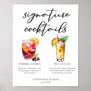 Sangria Pina Colada Unterschrift Cocktails Menü Poster