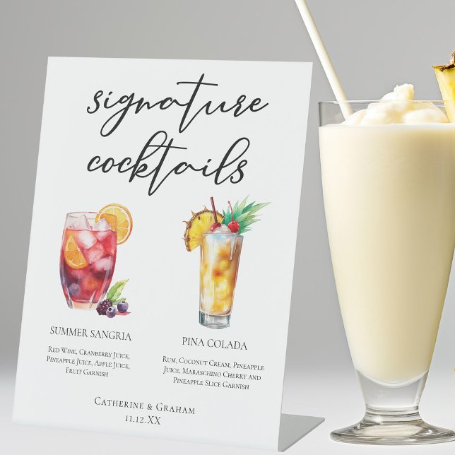 Sangria Pina Colada Unterschrift Cocktails Menü Sockelschild (Von Creator hochgeladen)