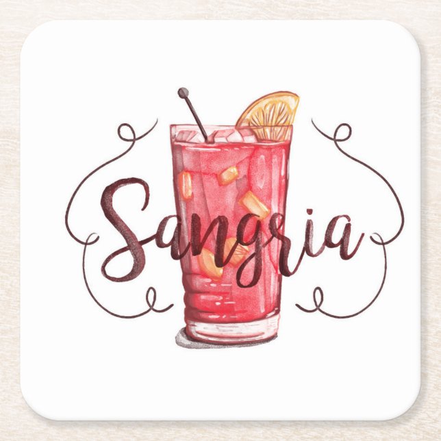 Sangria Rechteckiger Pappuntersetzer (Vorderseite)
