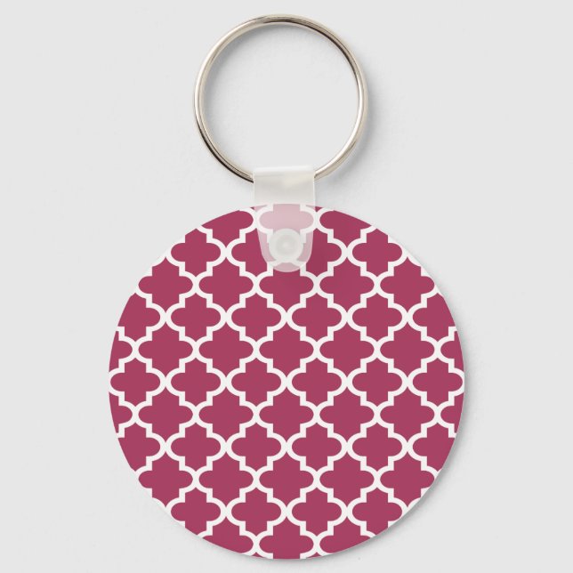 Sangria Rotes marokkanisches Tile Trellis Pattern Schlüsselanhänger (Vorderseite)