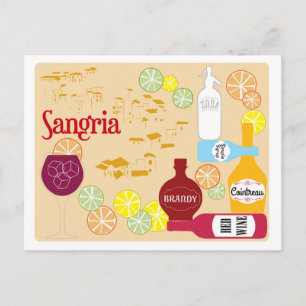 Sangria Rotwein Cocktail Postkarte