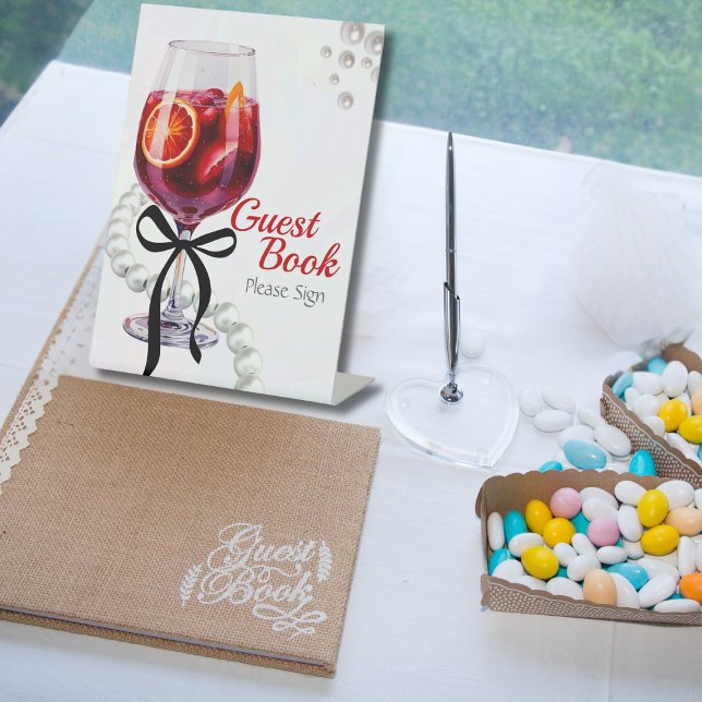 Sangria & Sass Guest Book Brautparty Pedestal Sockelschild (Sangria & Sass Guest Book Bridal shower Pedestal Pedestal Sign)