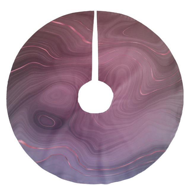 Sangria Strata | Moody Pink und Lila Luxe Agate Polyester Weihnachtsbaumdecke (Vorderseite)
