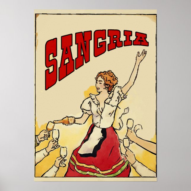 Sangria Time Vintag Style, Text hinzufügen Poster (Vorne)