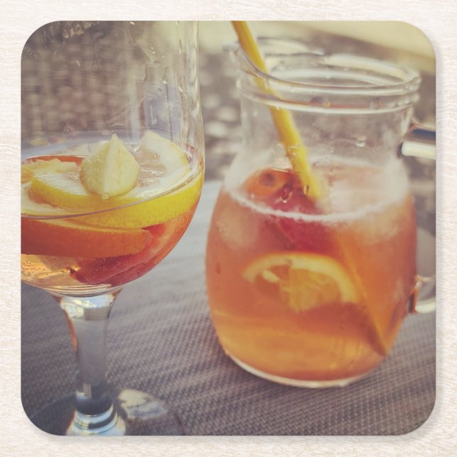 Sangria und Sonnenschein Rechteckiger Pappuntersetzer (Vorderseite)