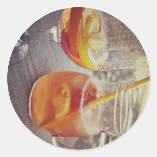 Sangria und Sonnenschein Runder Aufkleber (Vorderseite)
