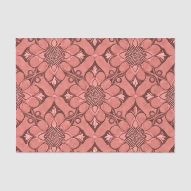 Sangria Viktorianische Blume Lattice Design Style Seidenpapier (Vorderseite)