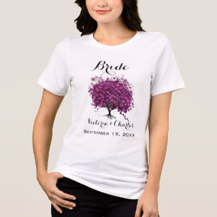 Sangria Wine Heart Leaf Tree Wedding Party Tri-Blend Shirt
