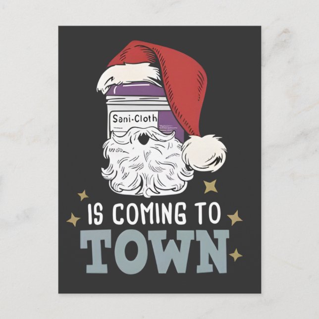 Sani Cloth Christmas Nurse Holiday Medical Nurse Ankündigungspostkarte (Vorderseite)