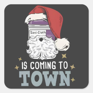 Sani Cloth Weihnachten Krankenschwester Feiertag M Quadratischer Aufkleber
