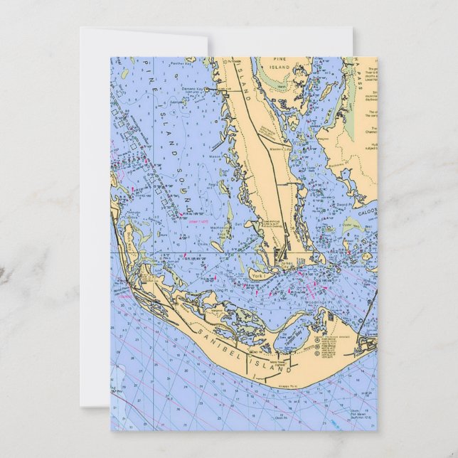 Sanibel Captiva Nautical 5x7 große Postkarte (Vorderseite)