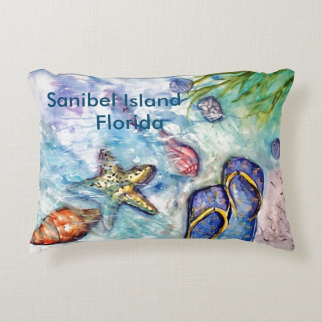 Sanibel drehen Reinfälle Watercolor um Dekokissen (Vorderseite)