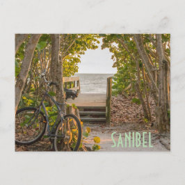 Sanibel Florida Beach Eingang mit Fahrrad Postkarte