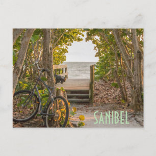 Sanibel Florida Beach Eingang mit Fahrrad Postkarte