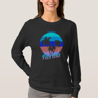 Sanibel Florida Retro-Tropische Palmen Urlaub T-Shirt