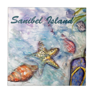 Sanibel Insel-Aquarell-Florida-Kunst Fliese