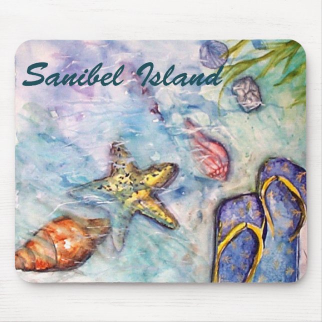 Sanibel Insel-Aquarell-Florida-Kunst Mousepad (Vorne)