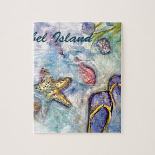 Sanibel Insel-Aquarell-Florida-Kunst Puzzle