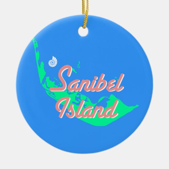 Sanibel Inselkarten-Konturentwurf Keramikornament (Vorne)