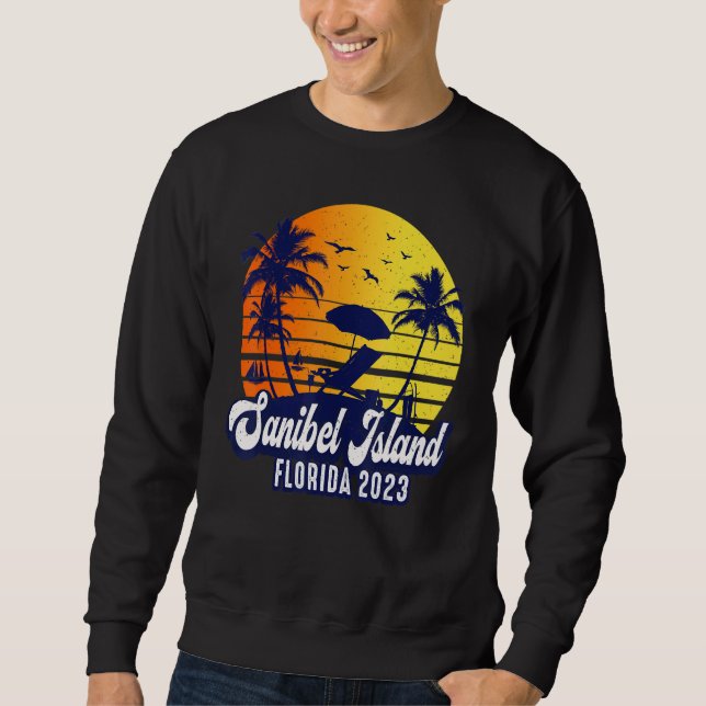 Sanibel Island 2023 Florida Sunset Beach Retro Sweatshirt (Vorderseite)