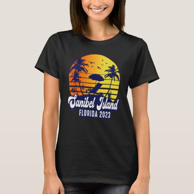 Sanibel Island 2023 Florida Sunset Beach Retro T-Shirt (Vorderseite)