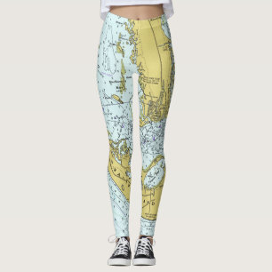Sanibel Island alte Seekarte Leggings