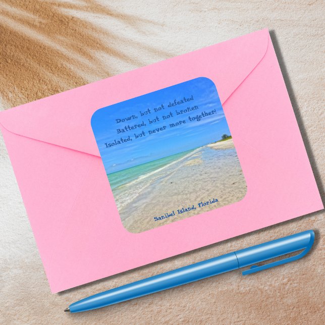 Sanibel Island Beach Florida Vor Hurrikan Ian Quadratischer Aufkleber (Von Creator hochgeladen)