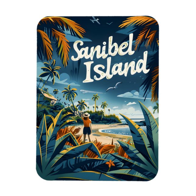 Sanibel Island Beach Vintag Magnet (Vertikal)