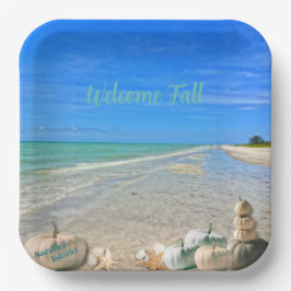 Sanibel Island Florida Beach mit Fall Pumpkins Pappteller