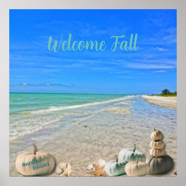 Sanibel Island Florida Beach mit Fall Pumpkins Poster (Vorne)