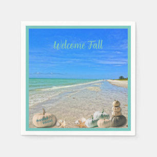 Sanibel Island Florida Beach mit Fall Pumpkins Serviette